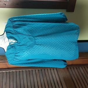 Matilda Jane blue green boho peasant top Woman's Size S NWOT